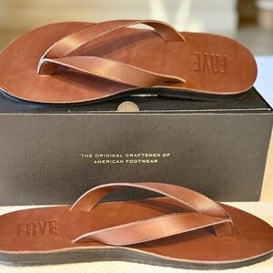 Frye Theo Sandal Brown Leather Flip-Flop NIB